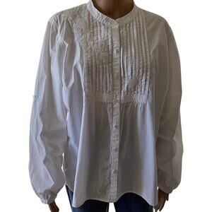 Van Heusen Women’s Size XXL White Button Up Long Sleeve Blouse